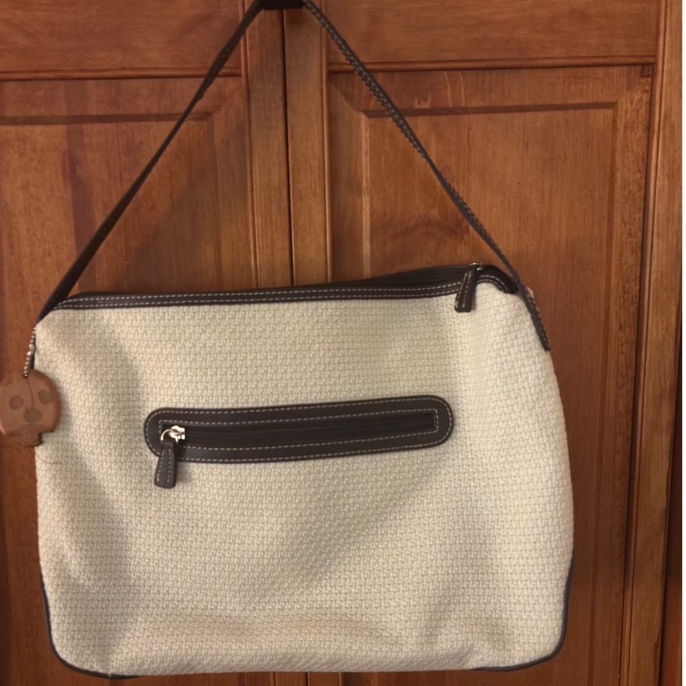 Stone Mountain Shoulder Bag Women Medium Cream Brown EUC Woven Ladybug Charm - Picture 2 of 12